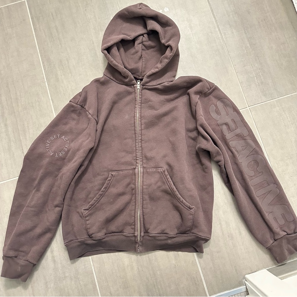 SET Active Brown Zip Up Hoodie, size small